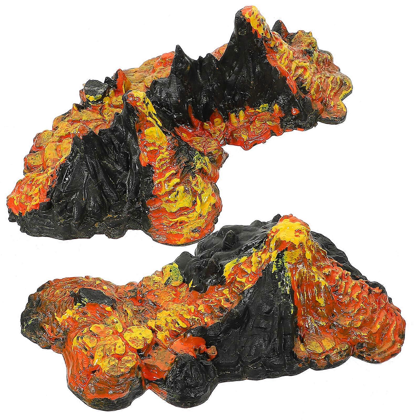 Volcano Toy Model for Children Decorative Simulation Volcano Adornments Soft Plastic 2 Pieces