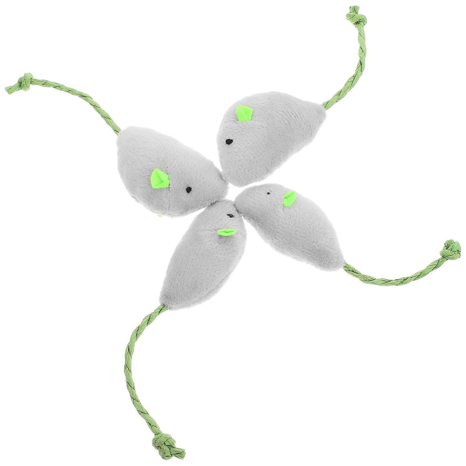 White Plush Mouse Cat Toy for Fun Interactive Use 4Pcs Collection