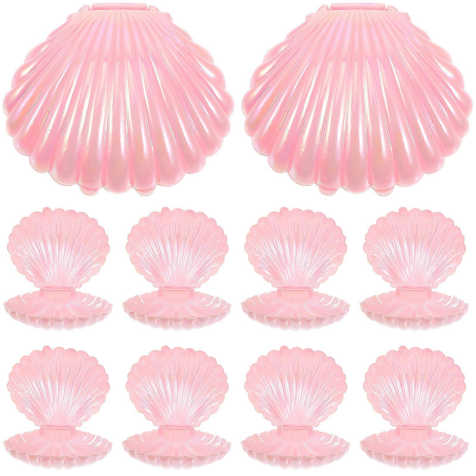 Seashell Display Box Shell Shape Jewelry Organizer for Wedding Pink Pp Storage 10Pcs