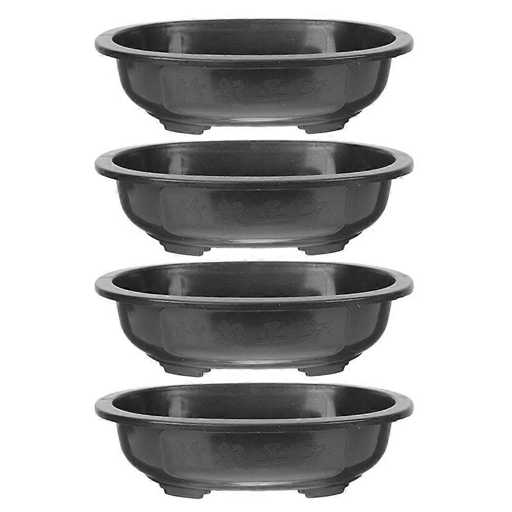 Plastic Flowerpot Rectangular Drainable Planter Pot for Garden 4Pcs