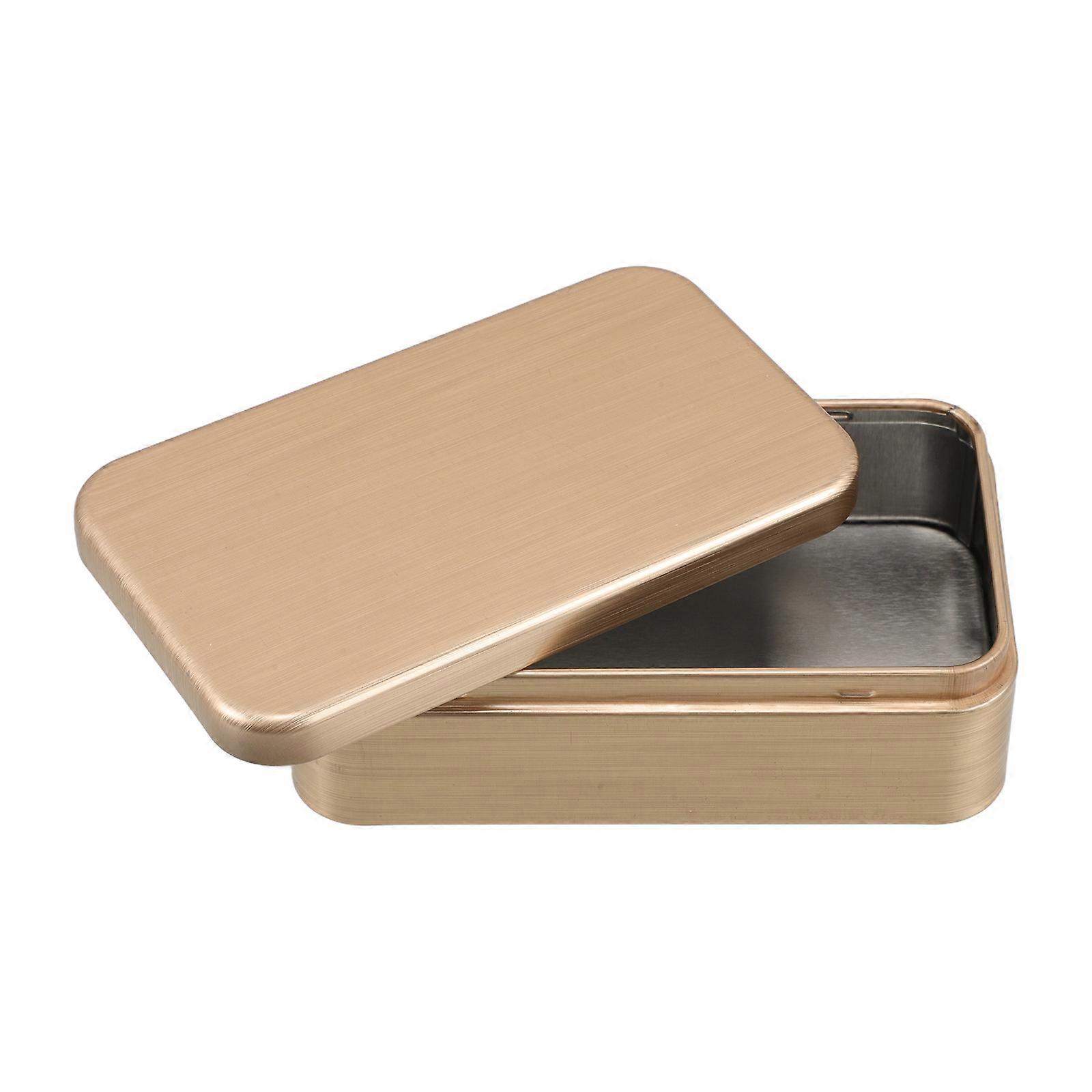 Golden Square Tinplate Box Decorative Storage Container for Storage