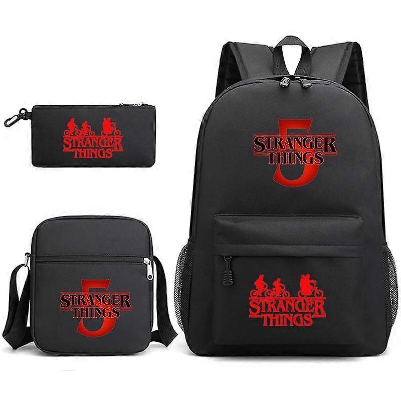 Stranger Things Printed Backpack Shoulder Bag Pen Bag 3-Piece Set