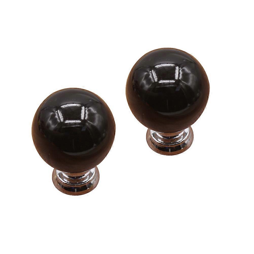 Round Ceramic Door Knobs Pull Handles for Cabinet 4Pcs Black
