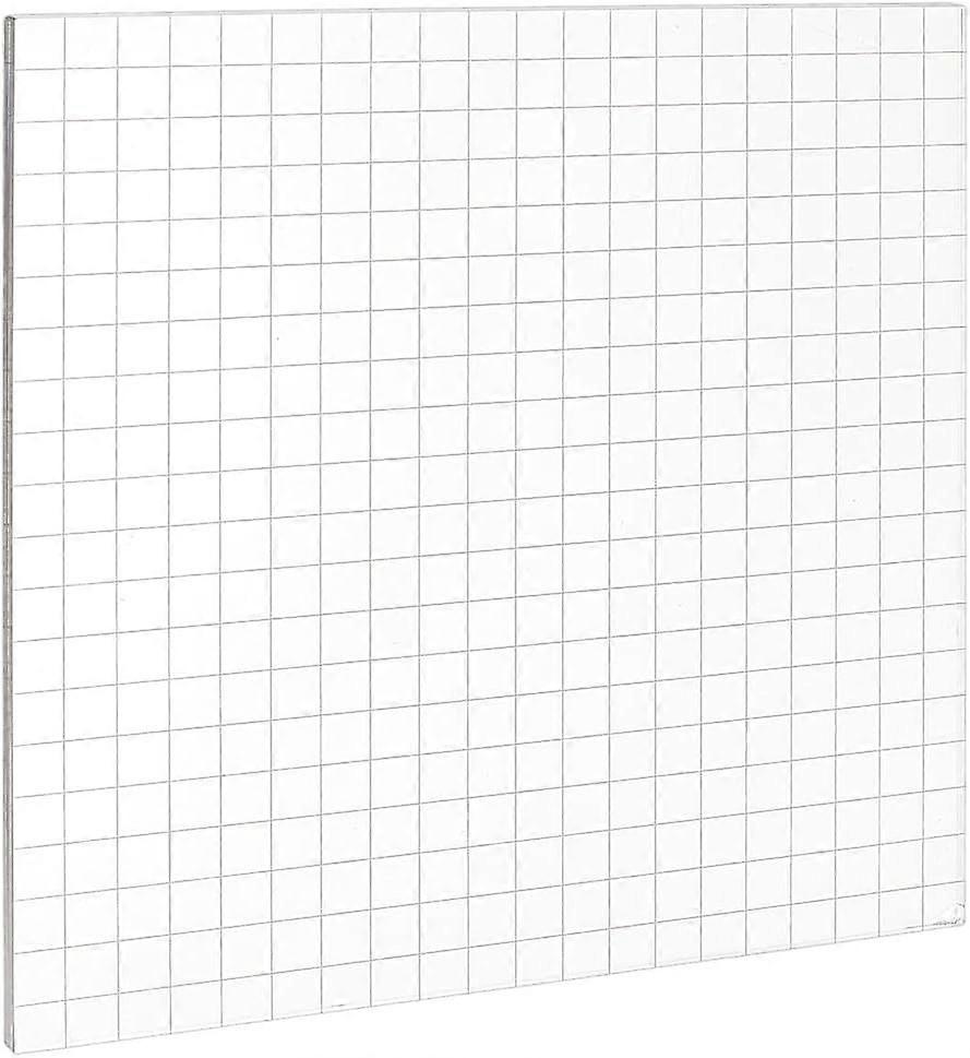 Acrylic Stamp Block Clear Stamping Tools Set with Grid Lines Square Decorative Mounting Blocks for Stamping Scrapbooking Craft DIY Making 7.87x7.87x0.