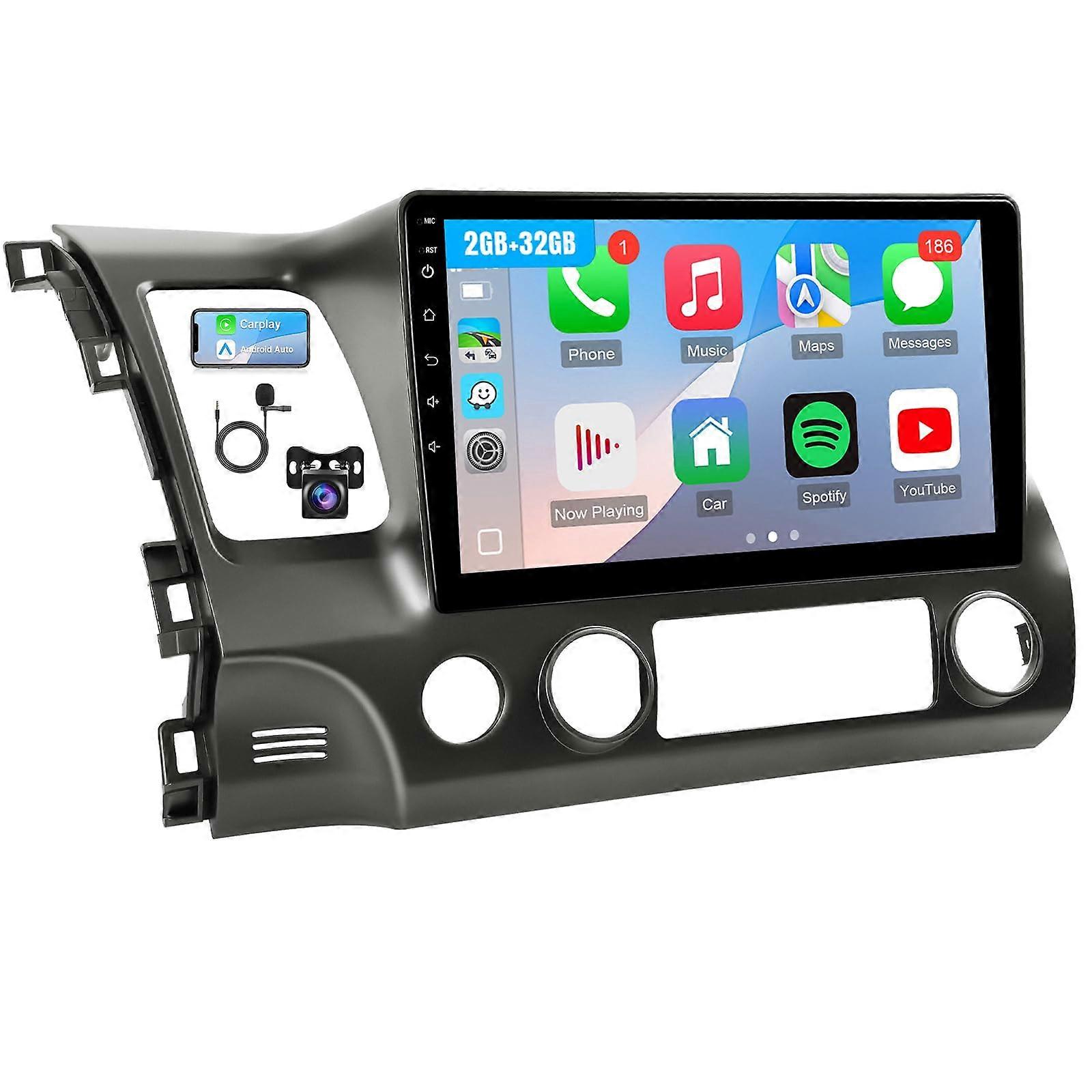 Android 12 Car Stereo with Wireless CarPlay Android Auto GPS 9' Touchscreen for Honda Civic 20062011