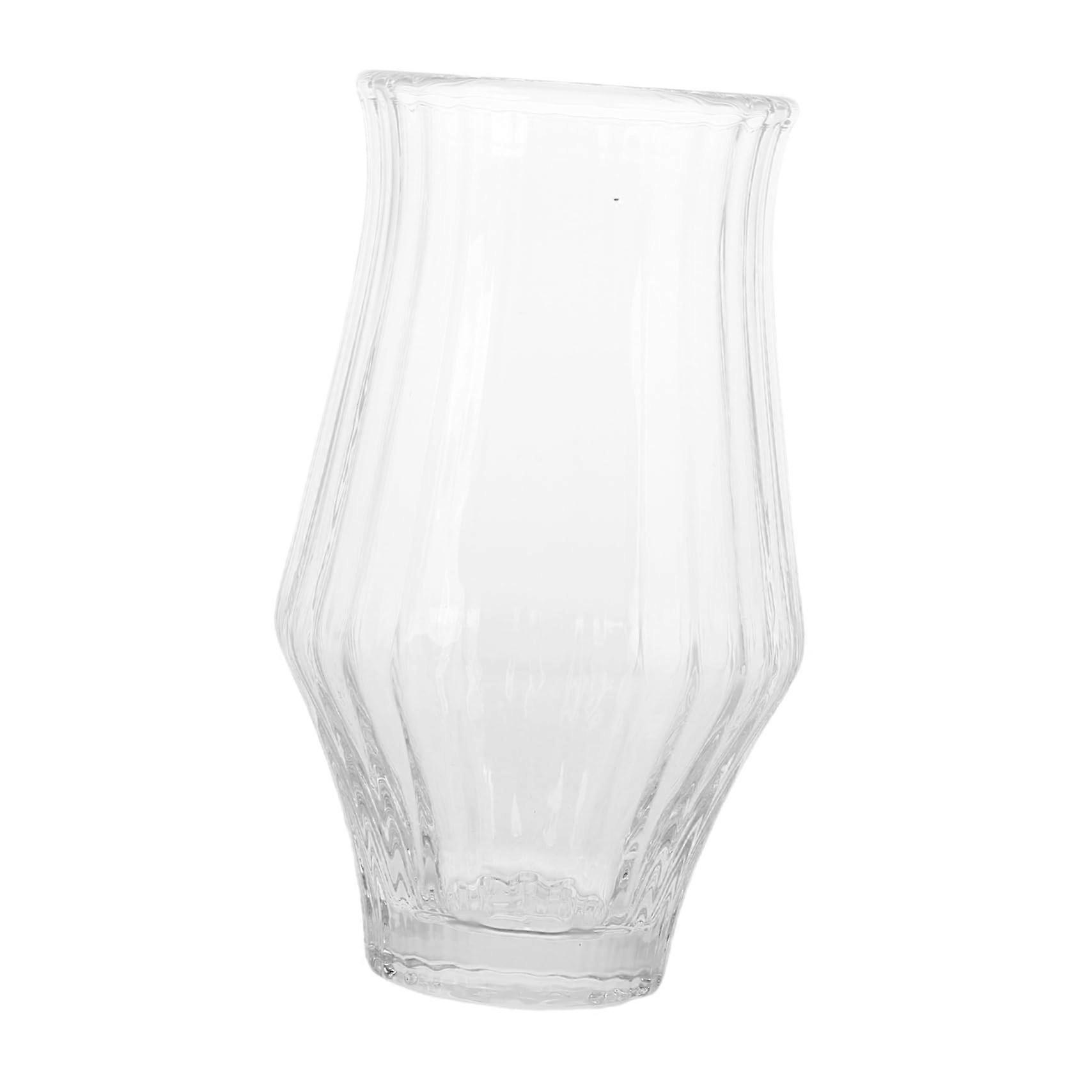 Glass Coffee Mug with Elegant Ribbed Texture, Vintage Clear Cup for Hot and Cold Beverages