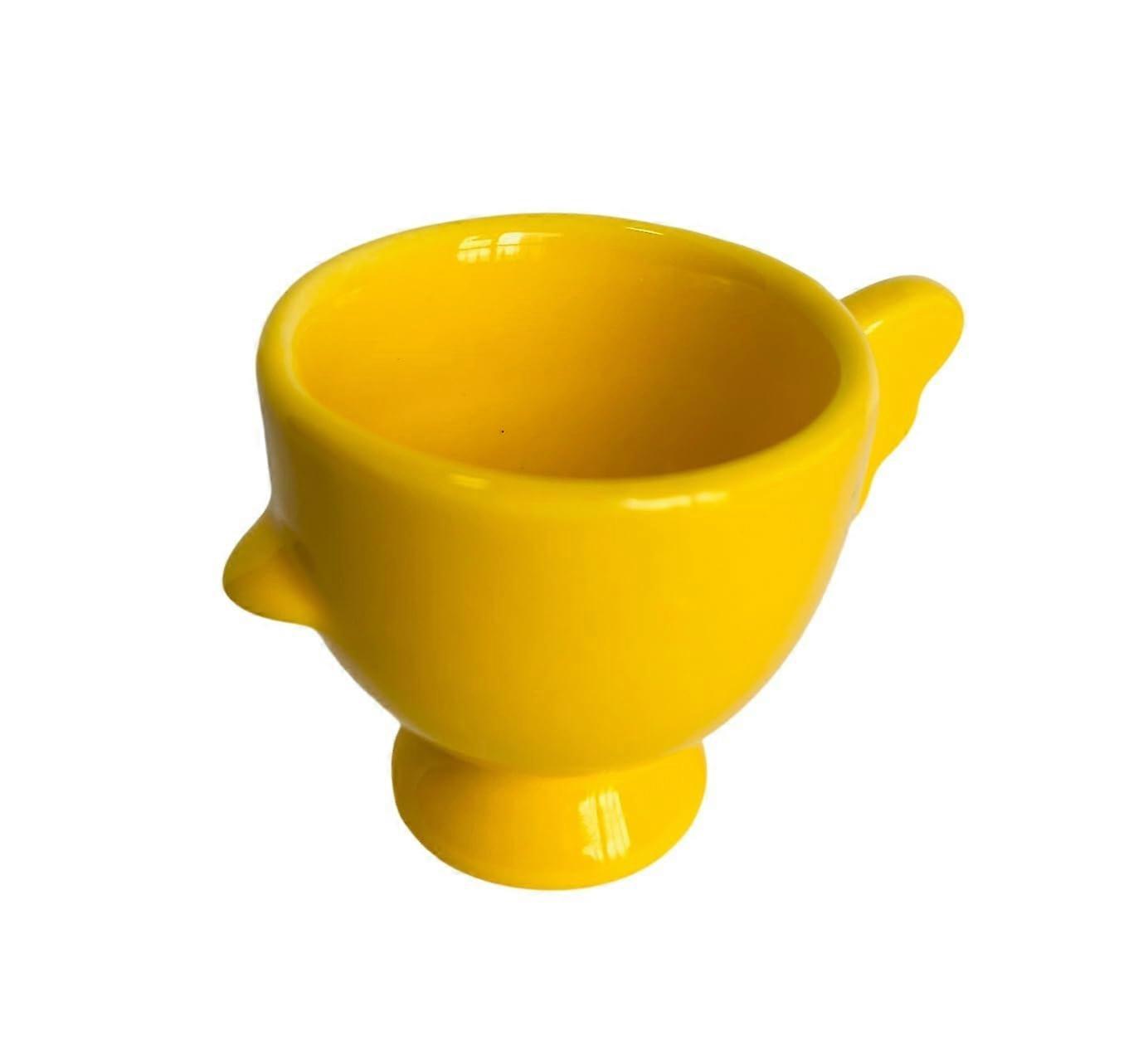 Ceramic Egg Cup Yellow Porcelain Holder for Boiled Eggs Breakfast Kitchen Dining Easy to Clean