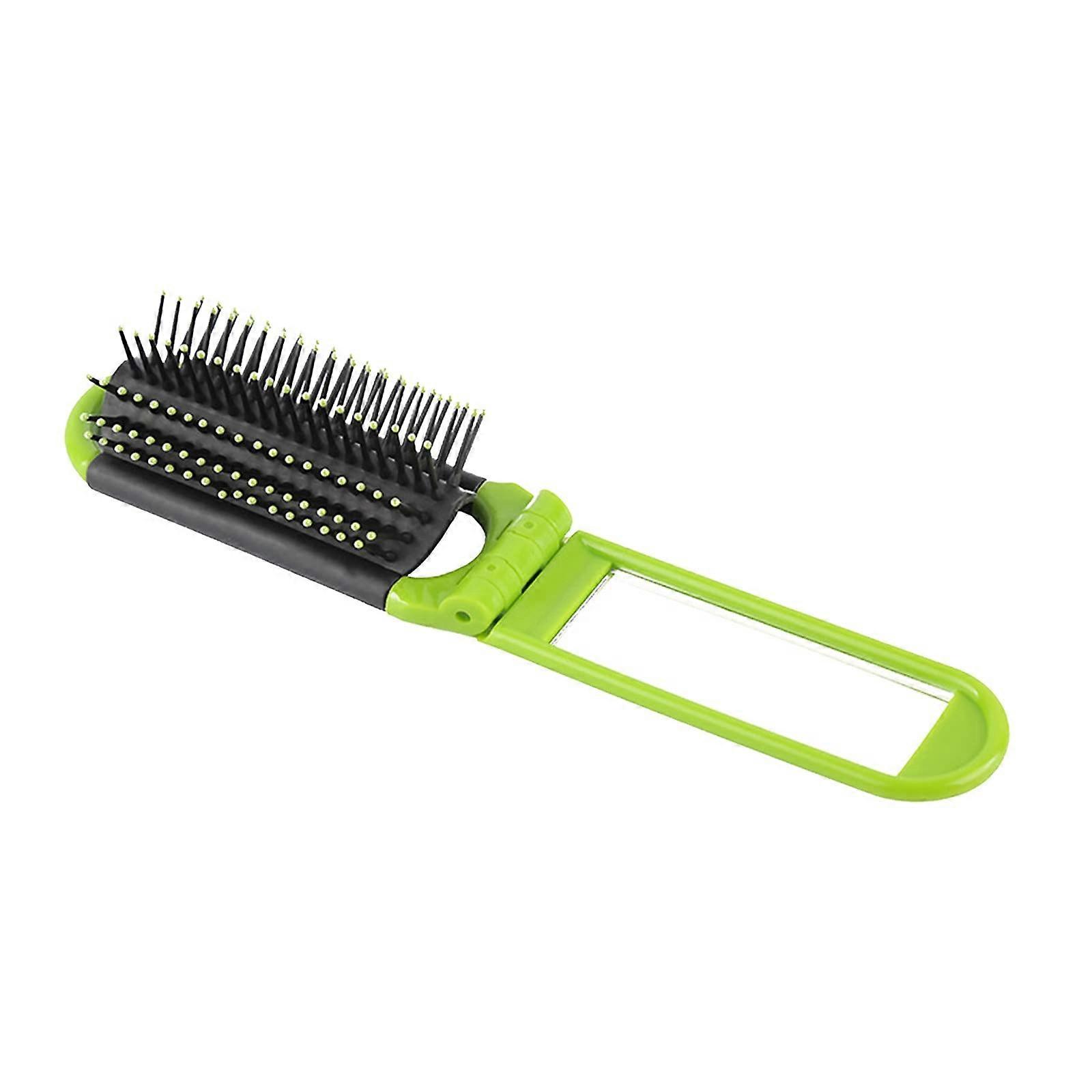Hair Brush for Women with Builtin Mirror, Portable Folding AntiStatic Travel Styling Comb