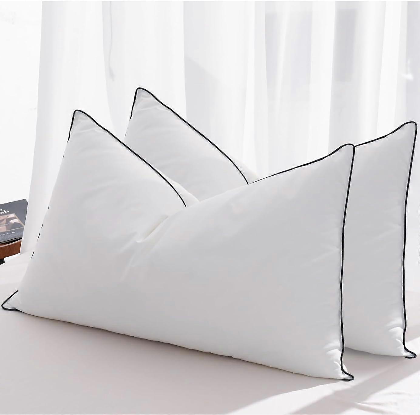 Luxury Goose Down Feather Pillow Set of 2, Standard Size, Plush Filling for MultiPosition Comfort