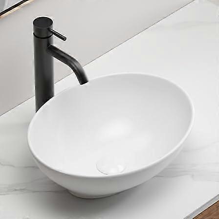 White Ceramic DropIn Bathroom Sink No Overflow, Scratch and Stain Resistant, Fits 16 Inch Standard Vanity Cutouts