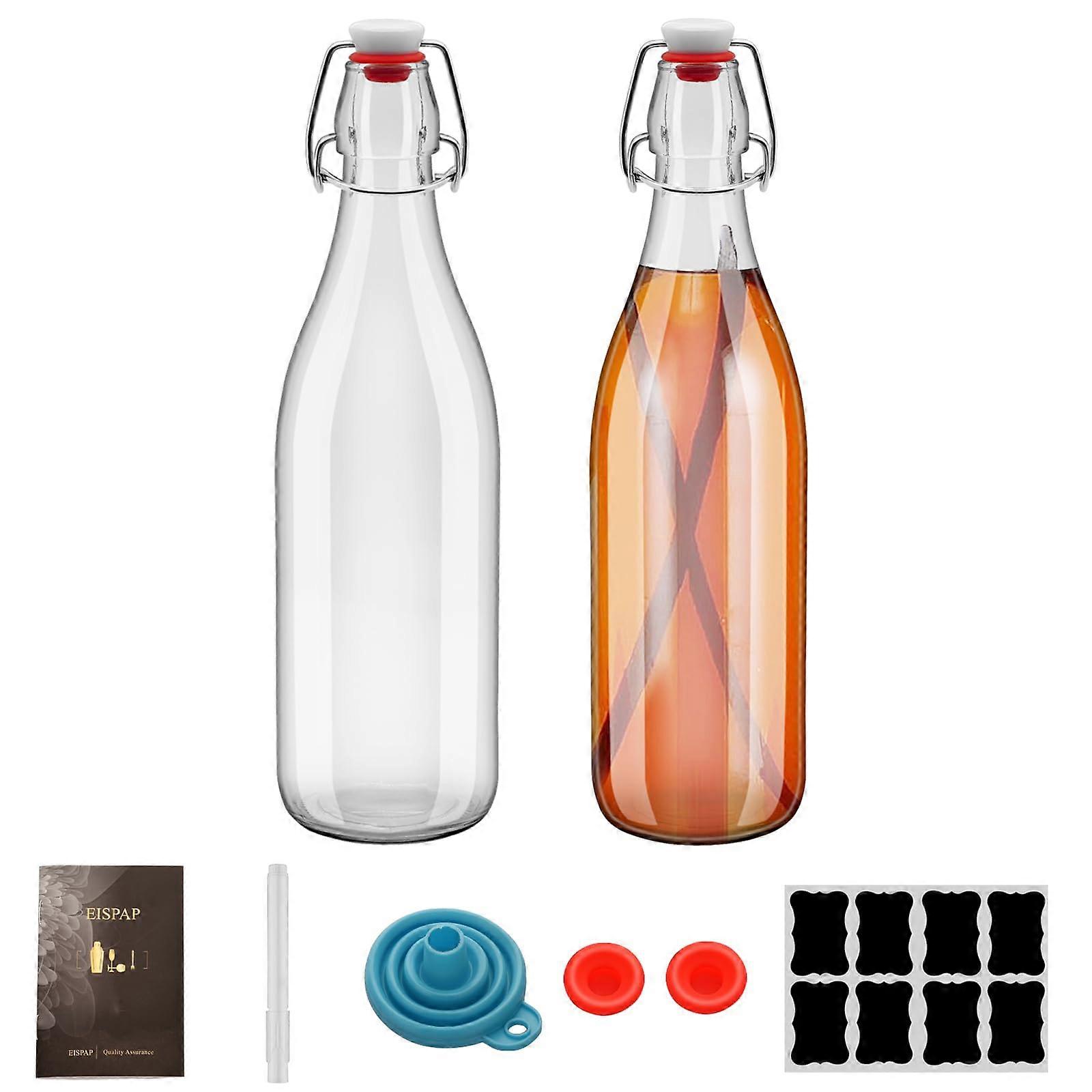2Pcs 750ml Swing  Glass Bottles with Flip Cap Airtight Seal for Home Brewing and Fermentation