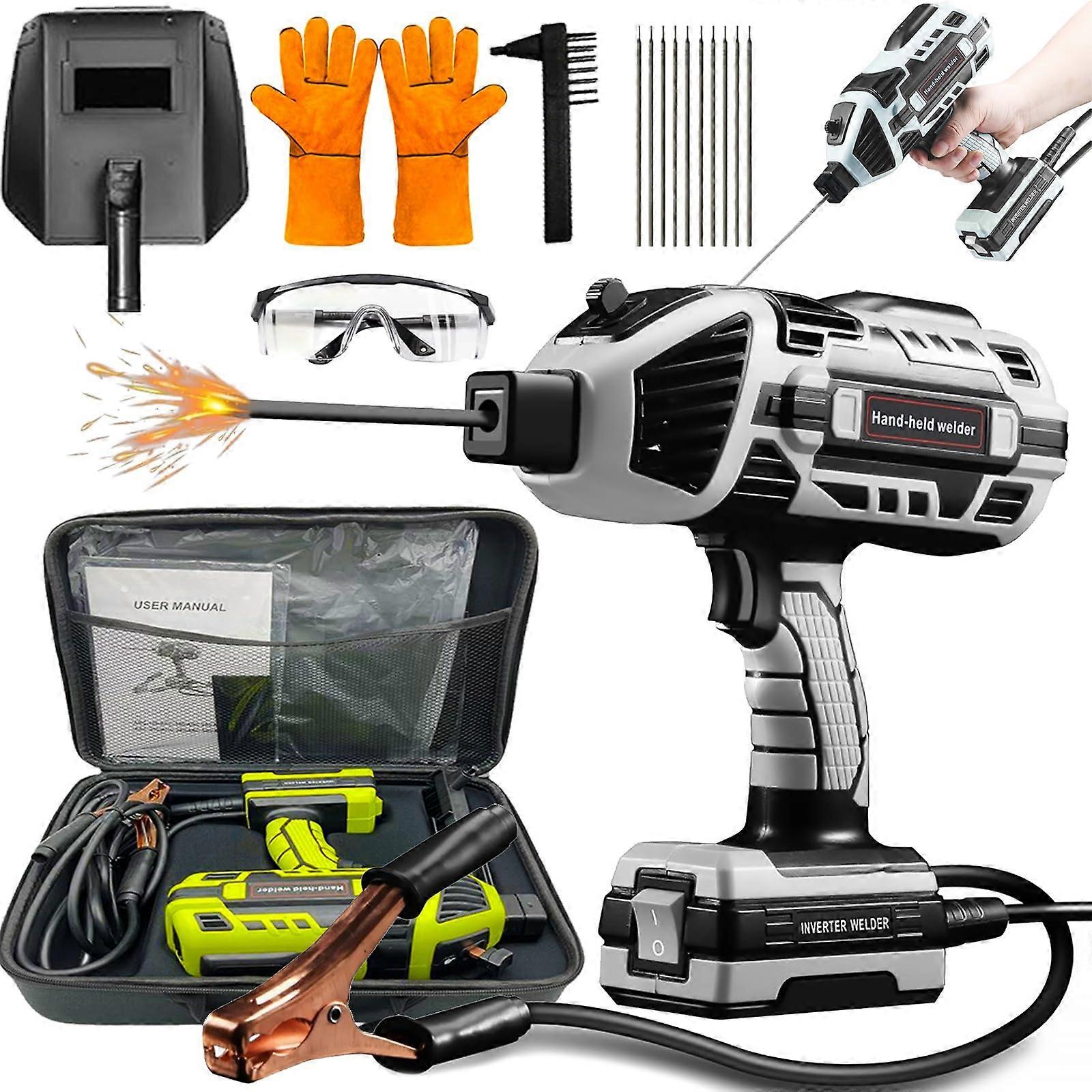 Portable Welding Machine 110V Handheld Welder 120A IGBT Inverter for 1/16'1/8' Rods Grey