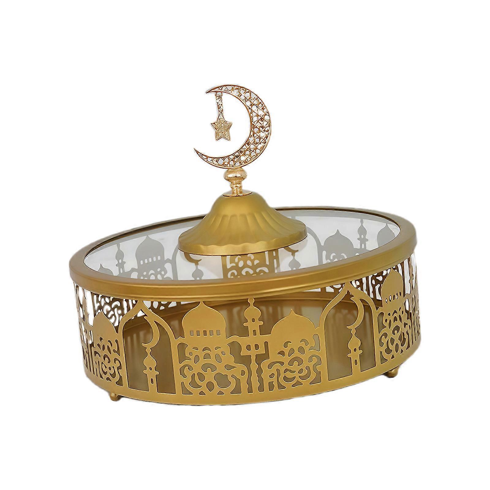 Multi Functional Iron Serving Tray for Holiday Parties Elegant Snacks Storage Container with Nonslip Base Multicolor