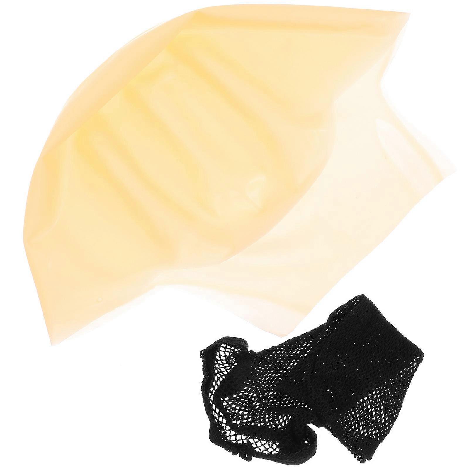 Adults Bald Cap Kit Cosplay Stage Plays Latex Mesh 2Set