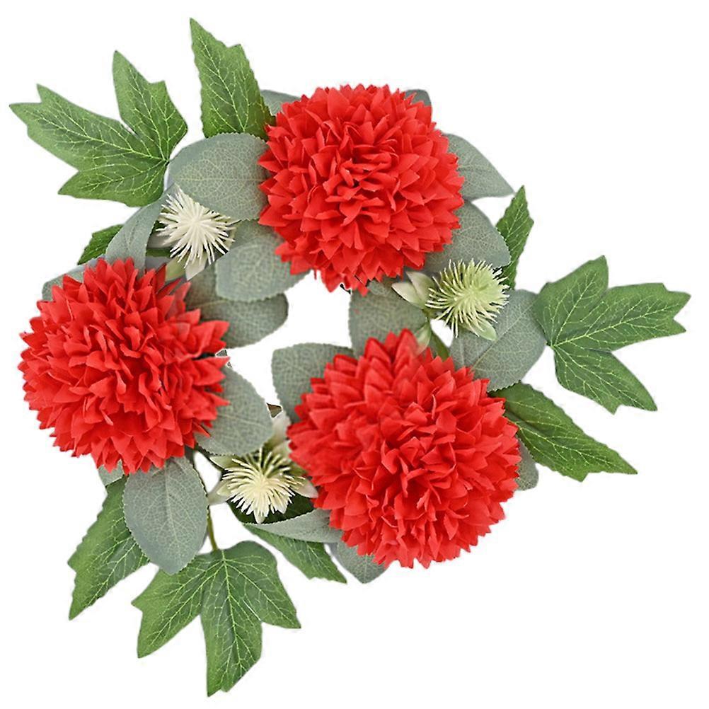 Candle Wreath Decorative Artificial Flower Ring for Party 2Pcs