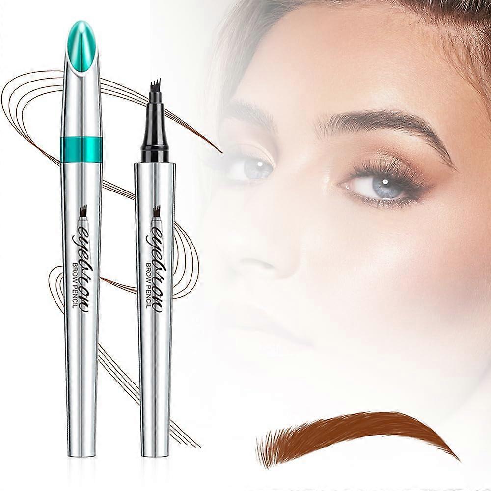 Microblading Eyebrow Pen 4 Fork Tip Waterproof Smudgeproof for Natural Hairlike Brows AReddish Brown