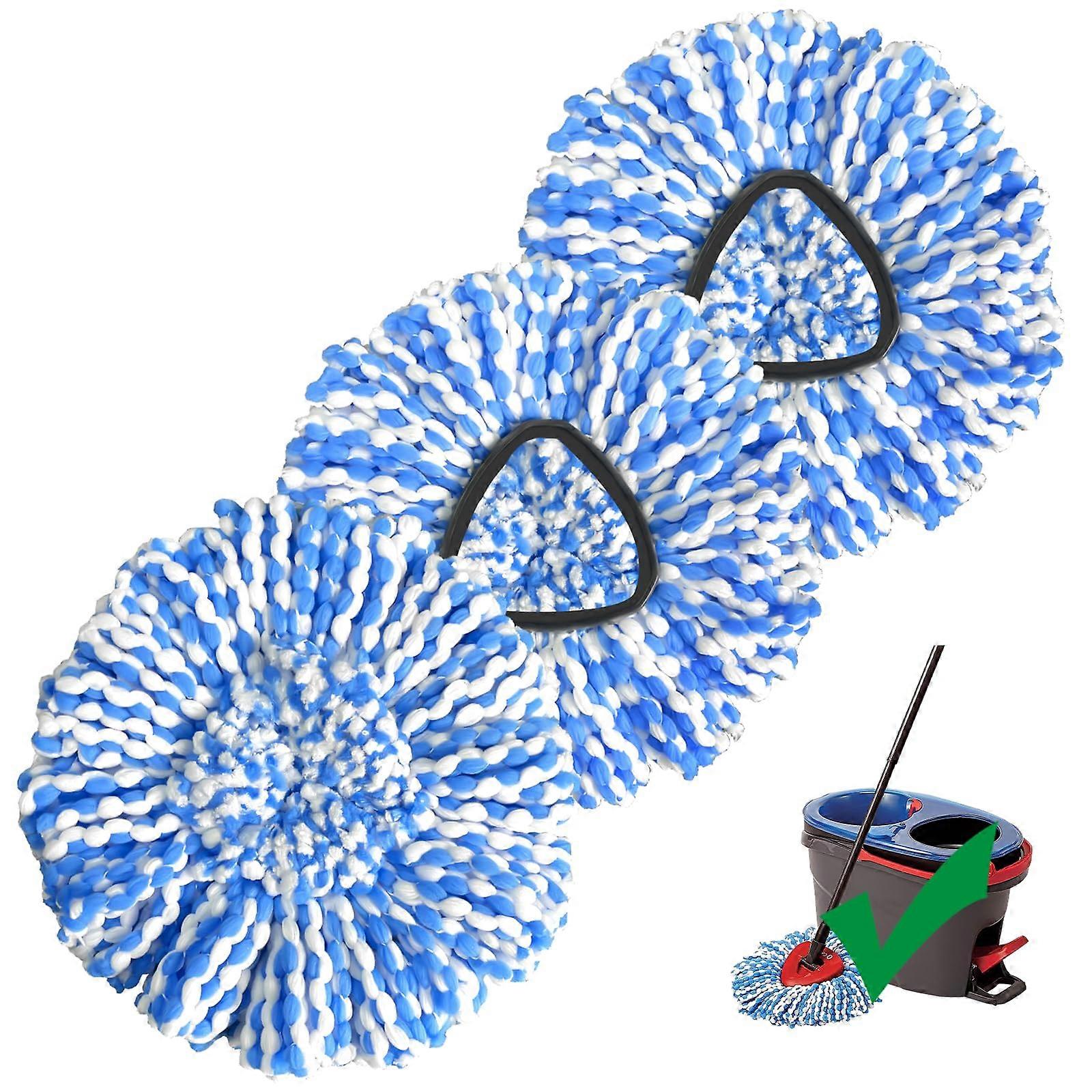 Spin Mop Replacement Head 3 Pack Microfiber Refill for Deep Cleaning and Machine Washable