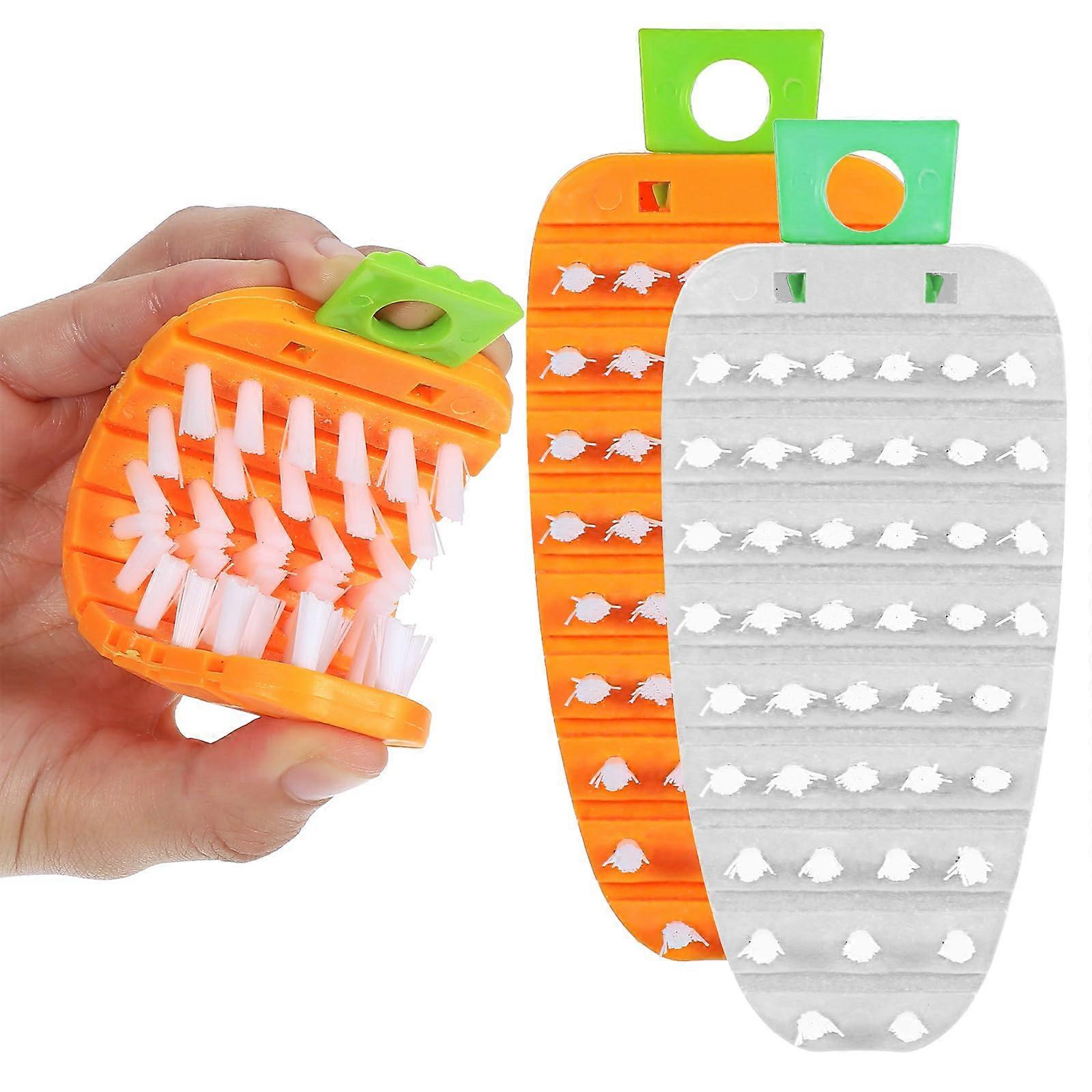 2 Pcs Vegetable Brush with Deep Cleaning Bristles, Ergonomic Grip Fruit and Vegetable Scrubber