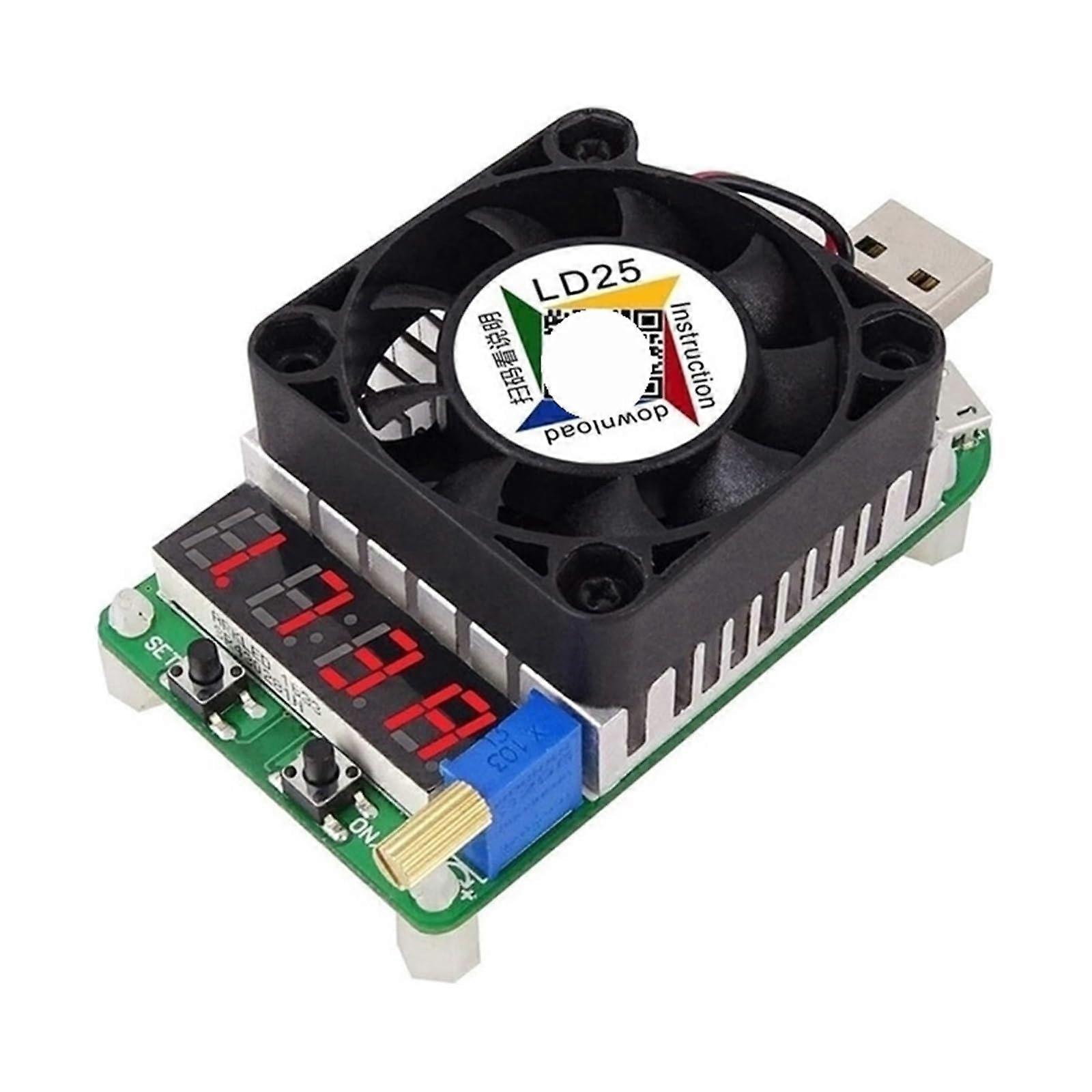 USB Electronic Load Tester with LED Display, Adjustable 4A 25W Battery Discharge Tester