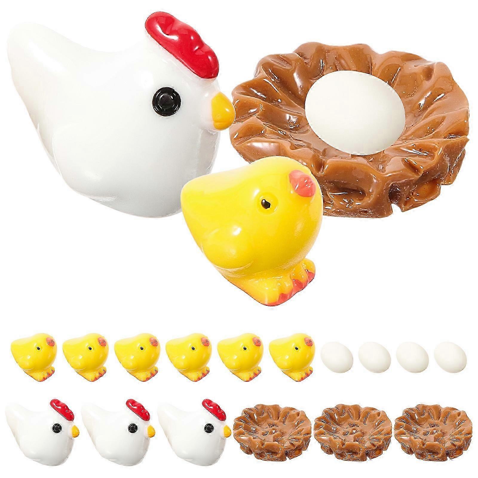 1 Set Mini Easter Chicken Egg Ornament Garden Micro Landscaping Decor Accessory