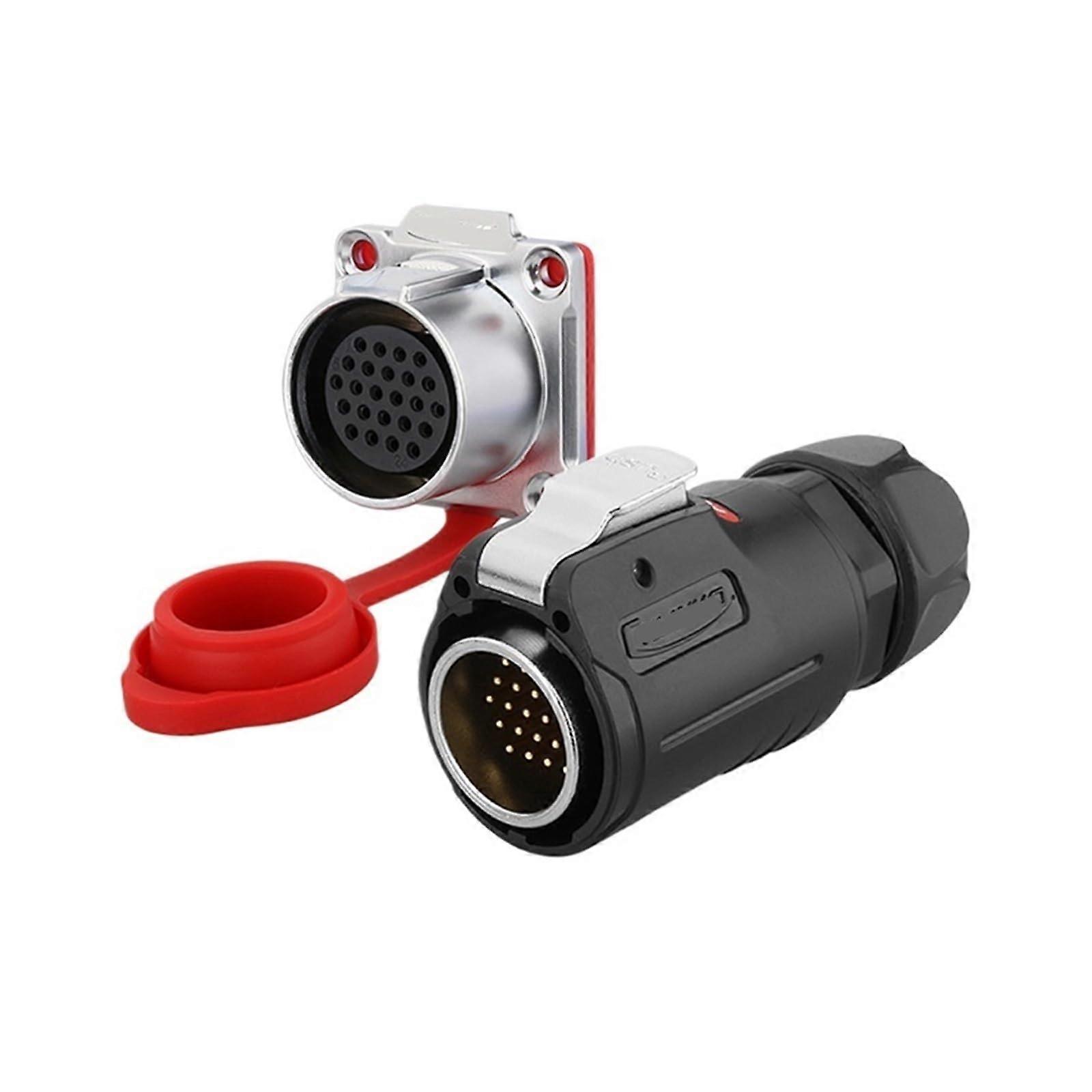 24 Pin Waterproof Aviation Plug Socket, MultiCore Industrial Connector with Flange Mount