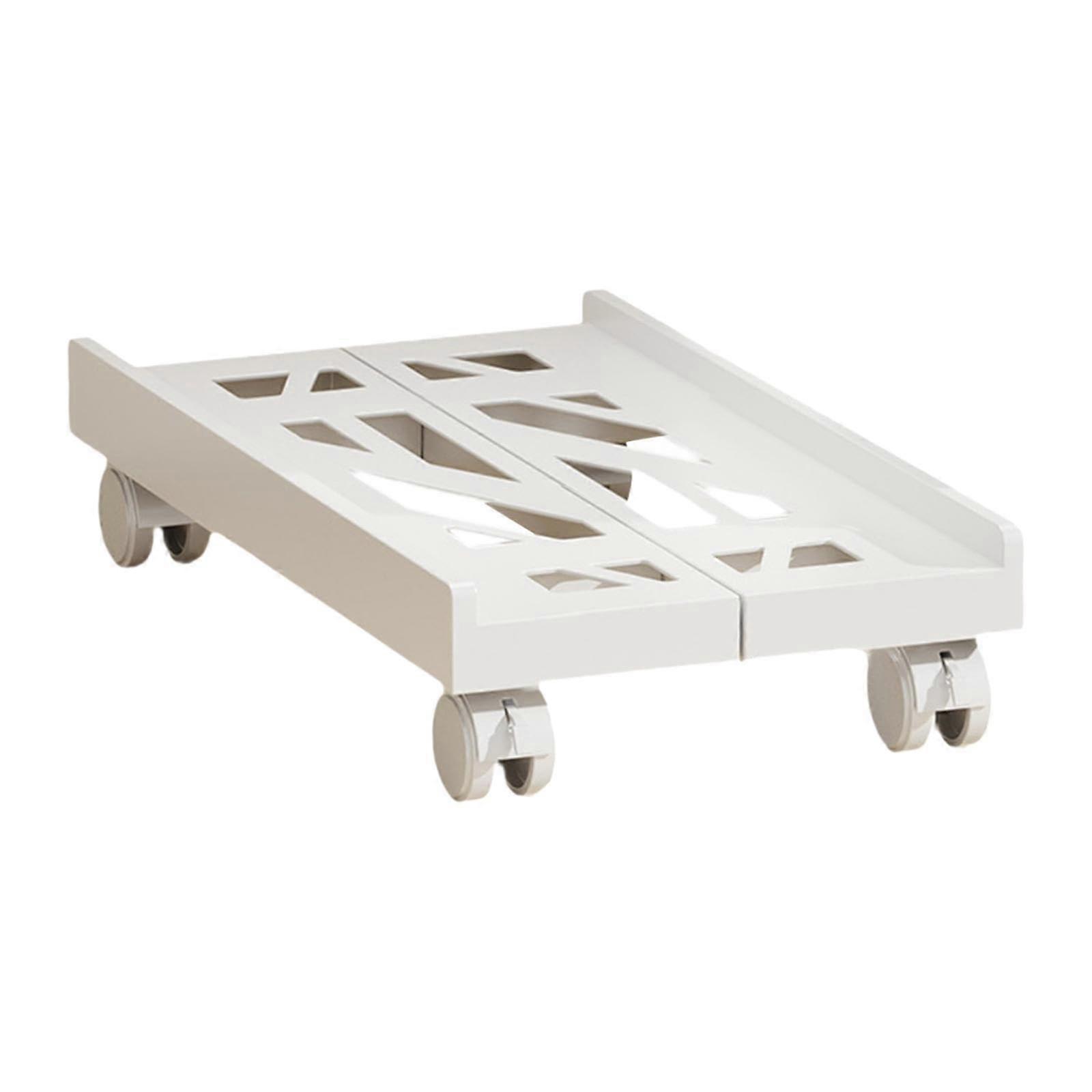 Adjustable Mobile CPU Stand with Ventilated Base and Lockable Rolling Wheels, White