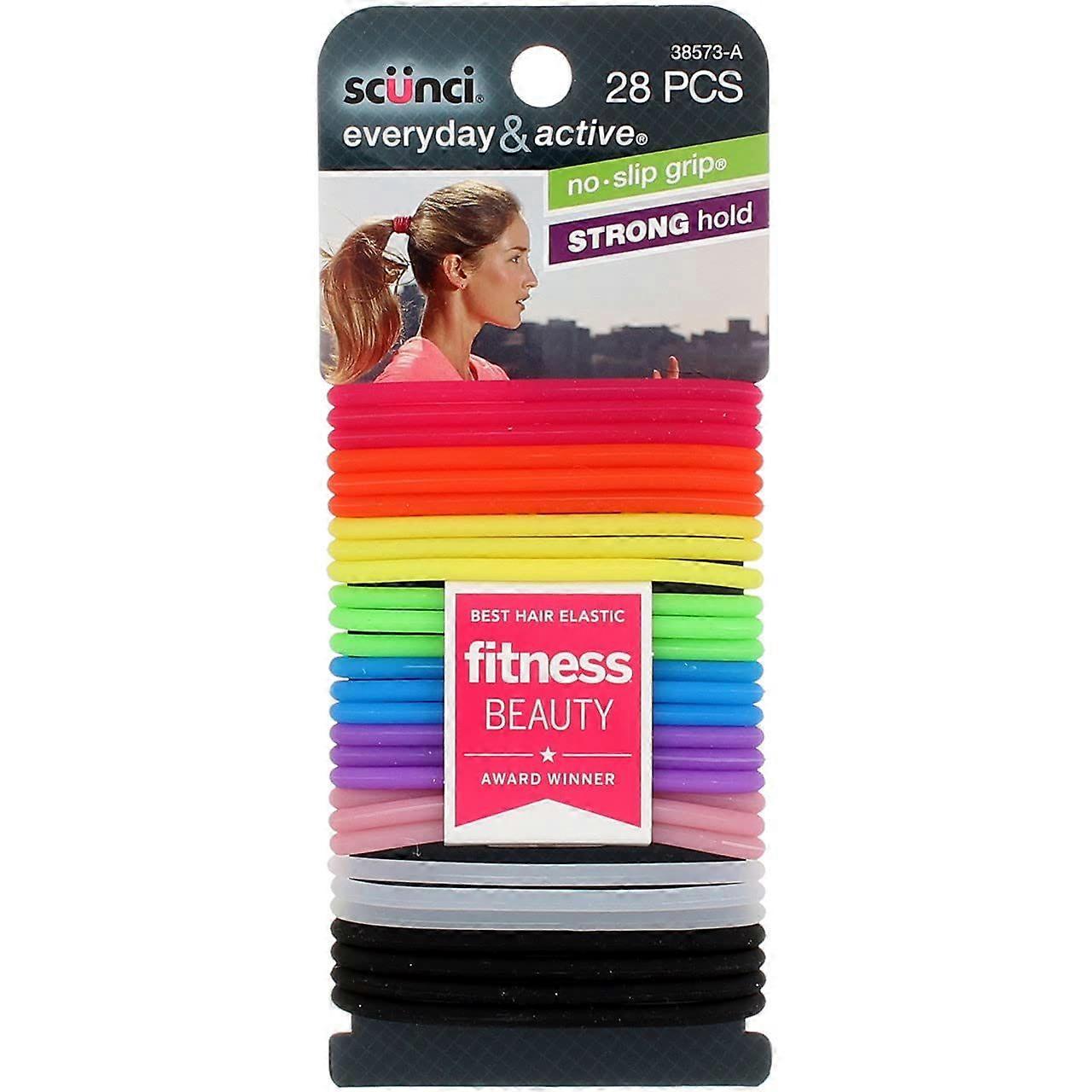 No-Slip Grip Gel Evolution Ponytailers Elastics, Assorted Colors, 28 Count (Pack
