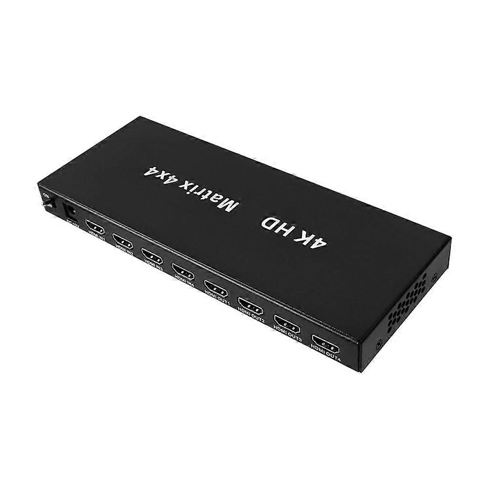HDMI-Compatible Matrix 4x4 Switch Splitter 4K 30Hz with Audio Out Support 3D Function for DVD HDTV TV Box Projector(EU)