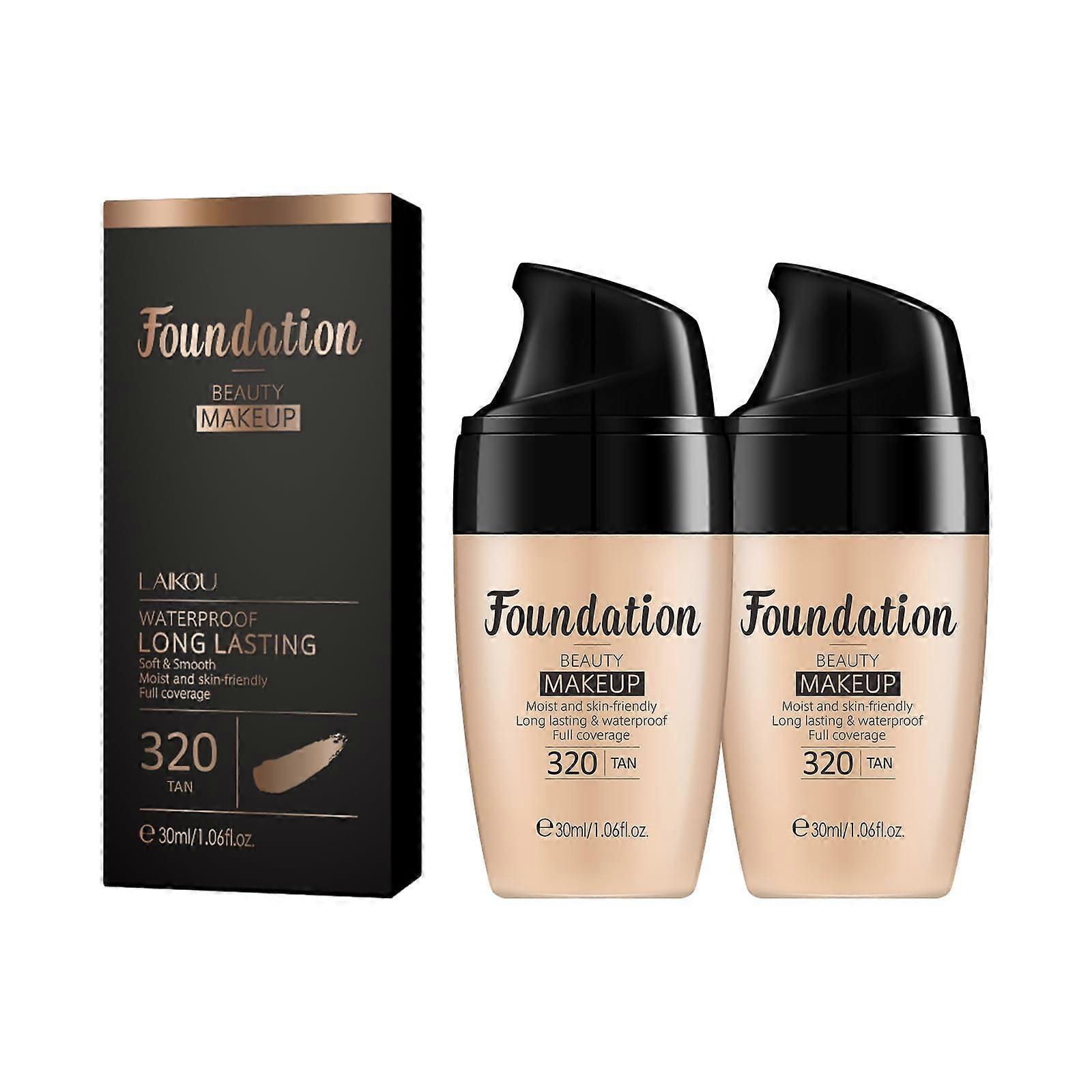 Liquid Foundation 2 Pack 320 TAN Long Lasting Waterproof Deep Hydration Dewy Finish