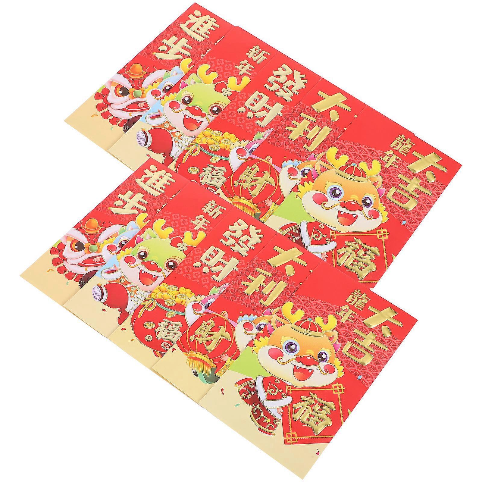 New Year Red Envelope Cartoon Red Packets Dragon Year 50Pcs