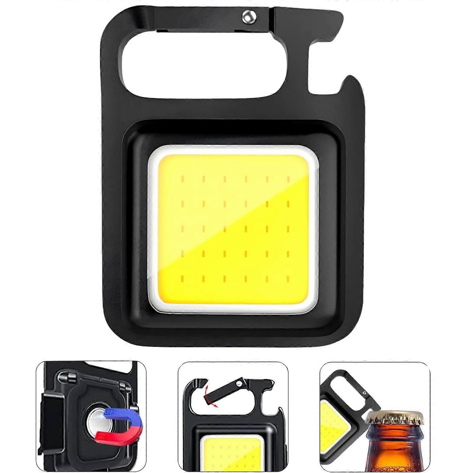 LED Keychain Flashlight with Triple Modes COB Work Light, Rechargeable Compact EDC Torch for Camping