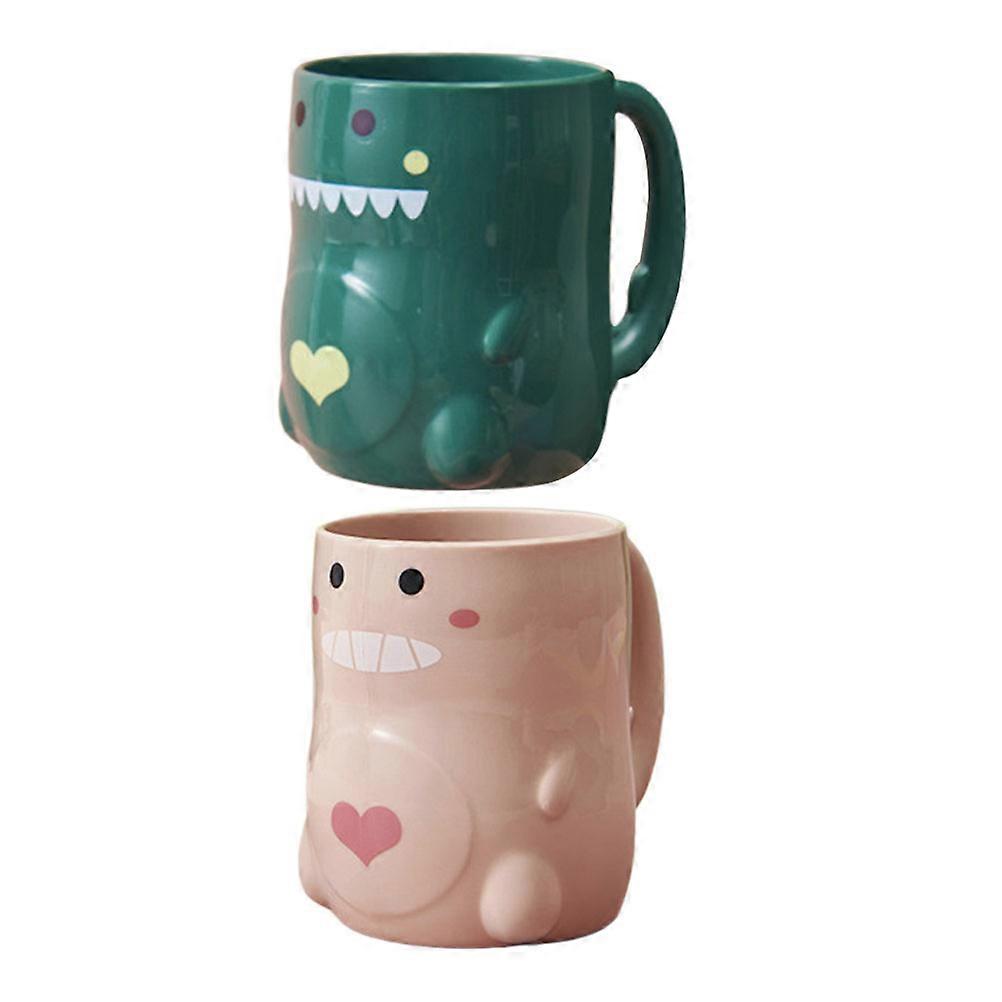 Creative Dinosaur Toothbrush Cup for Home Use 2Pcs Assorted Color