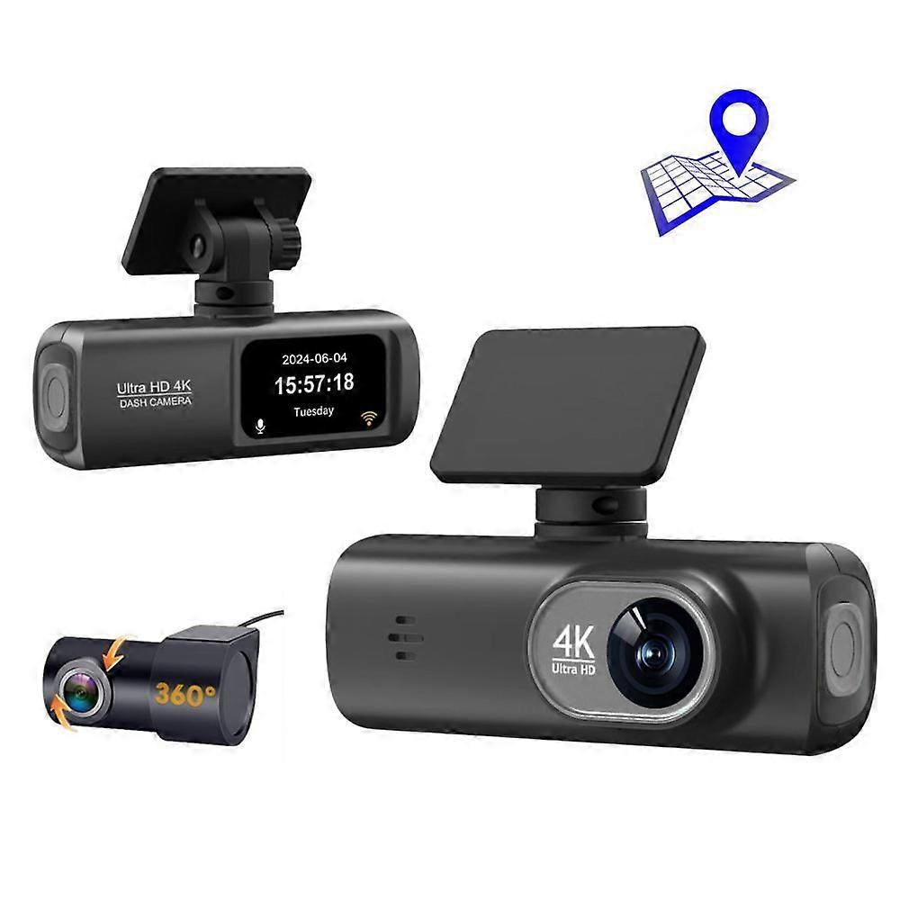 4K Dual Recording Car Dash Cam Front+Inside+GPS Track