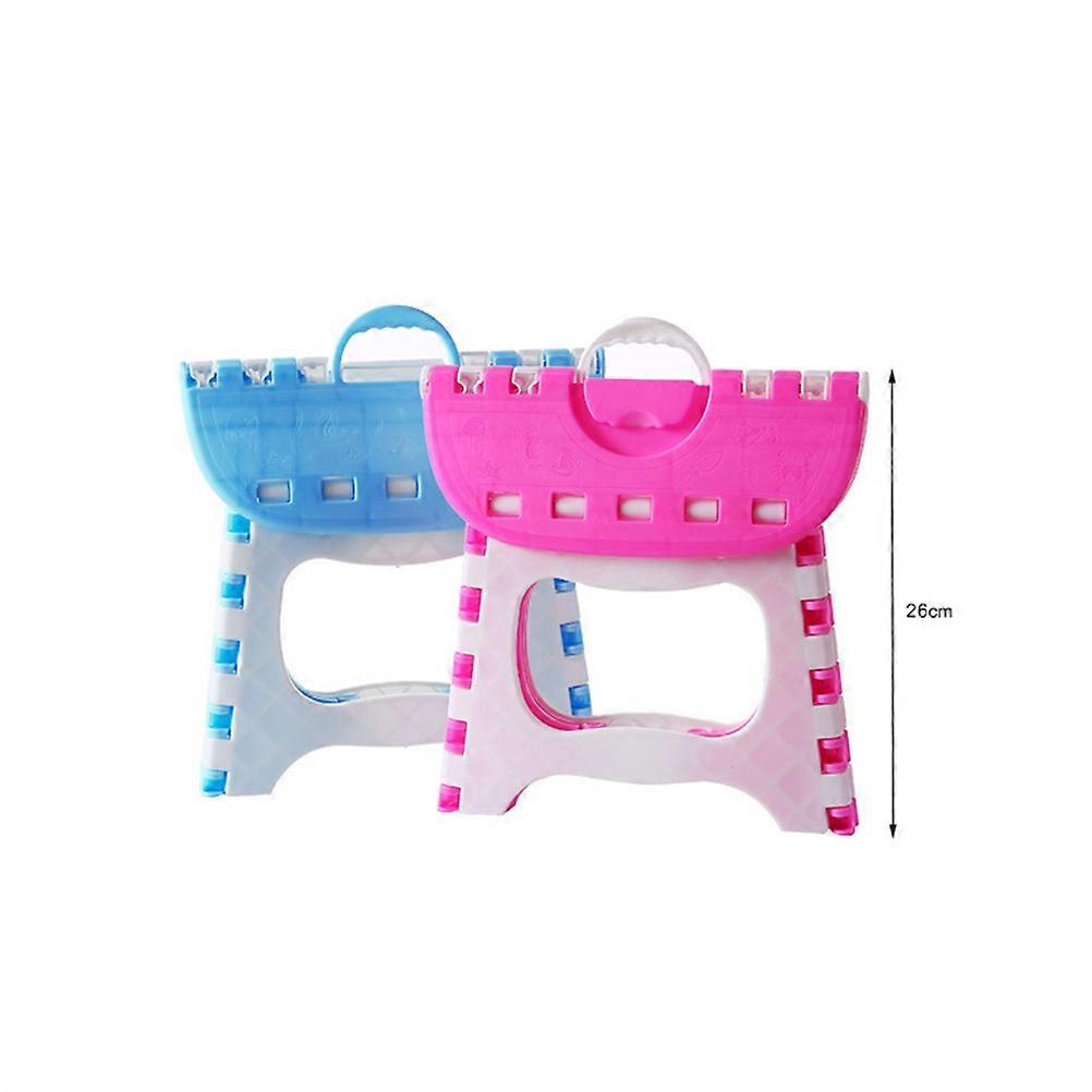 Folding Step Stool for Sitting Plastic Portable Stool with Handle Blue