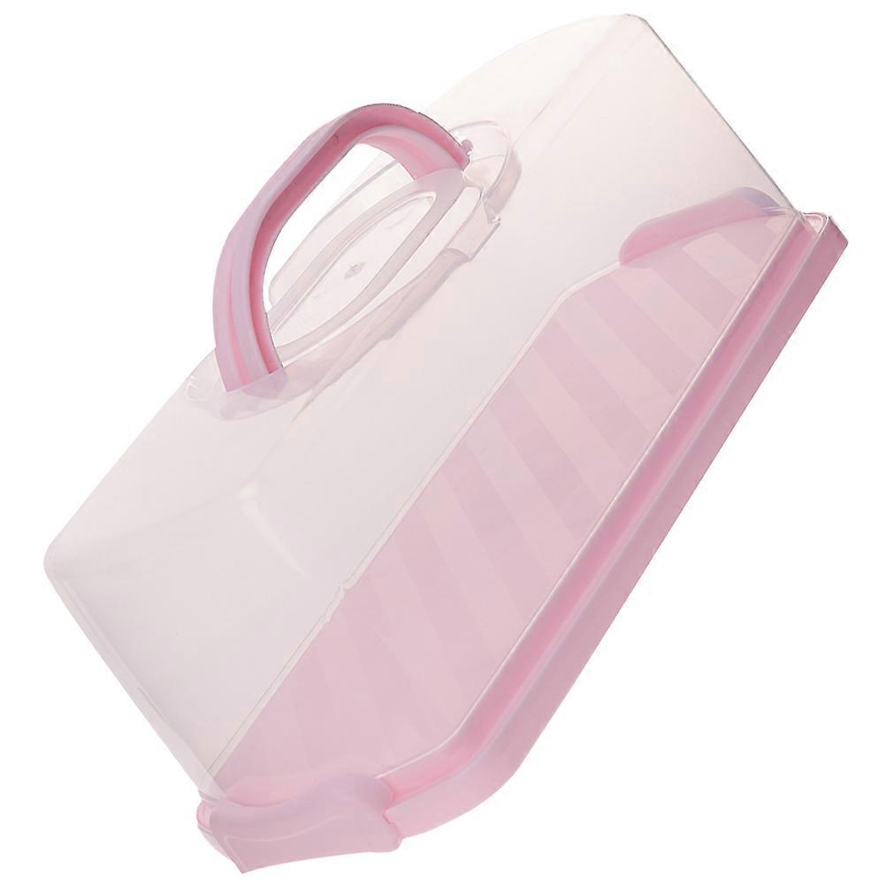 Plastic Bread Container Rectangular Loaf Home Use Pink 35.00X15.00X13.00CM Portable Moisture-Proof 1Pcs