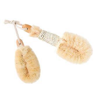 2Pcs Natural Sisal Body Scrub Brush Set with Ergonomic Grip for Deep Exfoliation and Smooth Skin