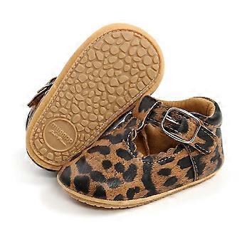 Kinderschoenen voor baby's, meisjes en jongens, Oxford-schoenen van PU-leer met zachte rubberen zool, sneakers met luipaardprint, mocassins voor pasgeborenen en peuters.