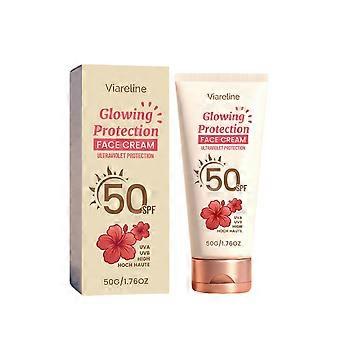 Glødende beskyttelse SPF50 ansiktskrem 50 g UVA UVB høy beskyttelse ikke-fet fuktighetsgivende solkrem til daglig bruk gave
