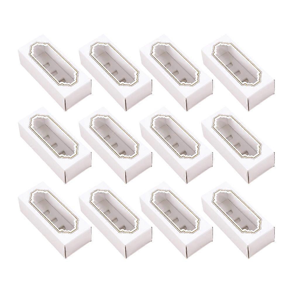 Windowed Cupcake Boxes Macaron Storage Boxes for Storage Use 12Pcs White
