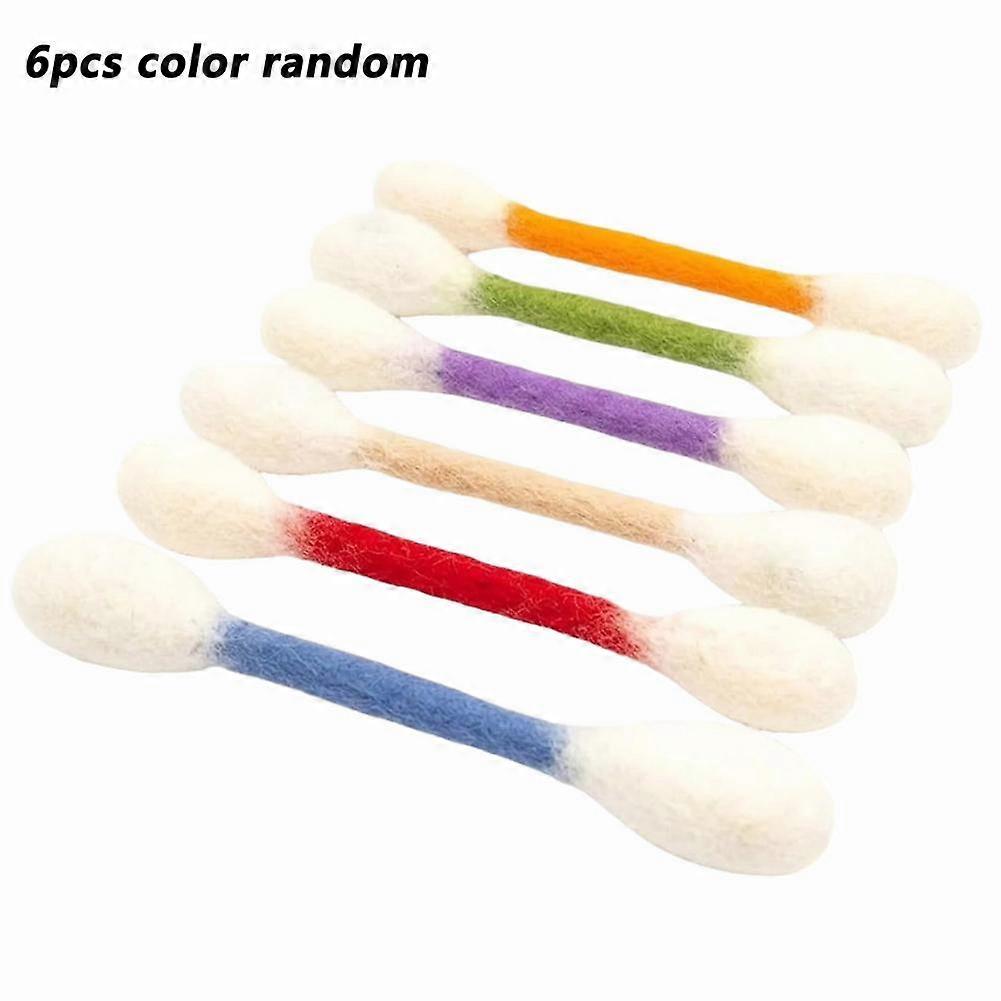 6 Pcs Plush Cat Toy Set Colorful Bone Shape Interactive Play for Kitten Exercise Polyester