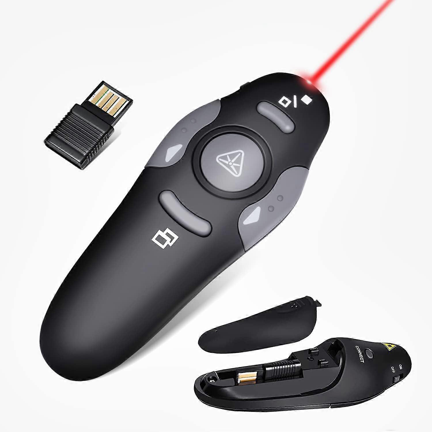Wireless Presentation Clicker for PowerPoint Presentations, USB Dongle Wireless Presenter Remote with Laser Pointer Slide Clickers for Mac/Windows/Lin