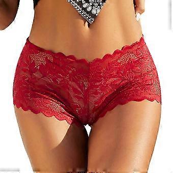 Women Panties Hollow Out Lace Mid Waist Soft Breathable Anti-septic Soilid Colori