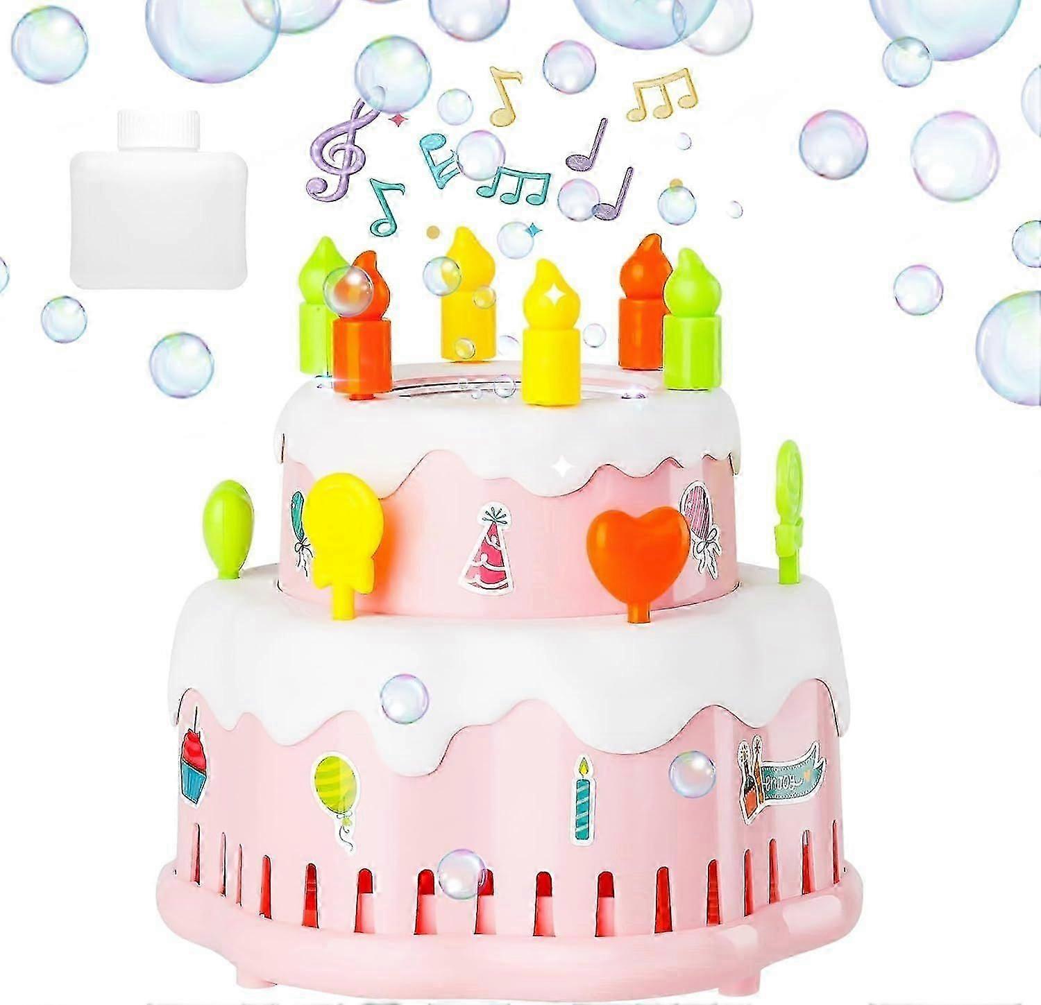 Bubble Machine, Automatic Birthday Cake Bubble Maker Blower with Solution for,z