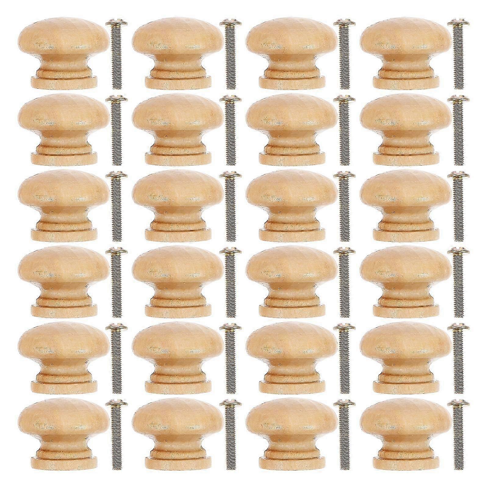 Wood Drawer Knobs Round Shape Cabinet Door Pulling Handles 48Pcs