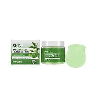 2 Stück Peeling-Pads mit Grüntee-Extrakt, feuchtigkeitsspendend, erfrischend, milde, tägliche Feuchtigkeitspflege und Reinigung für die Gesichtshaut