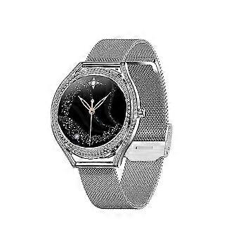 Damski smartwatch 1,28 cala AMOLED, połączenia Bluetooth, ponad 100 dyscyplin sportowych, SpO2, kryształowy bezel, iOS/Android