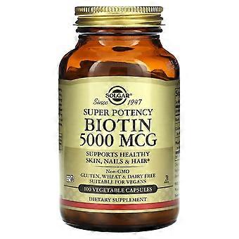 Solgar, Biotin, 5,000 mcg, 100 Vegetable Capsules, 2-Pack