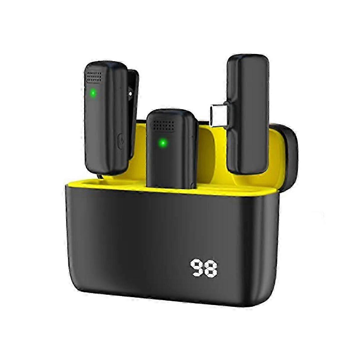 Professional Wireless Lavalier Microphone compatible withAndroid with Charging Case, Plug and Play - Auto Sync