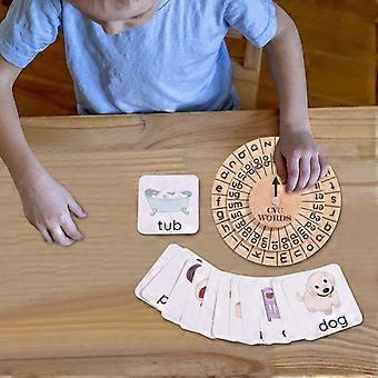 Montessori Children's English Spelling Game - Fun Learning Toy with Wooden Blocks & Flash Cards for Early Readers