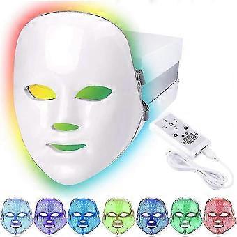 LED Face Light Therapy Mask, 7 Color 149 LED Lights, Photon Skin Rejuvenation, with Remote Control, UK Plug Adapter, USB Cable, User Manual